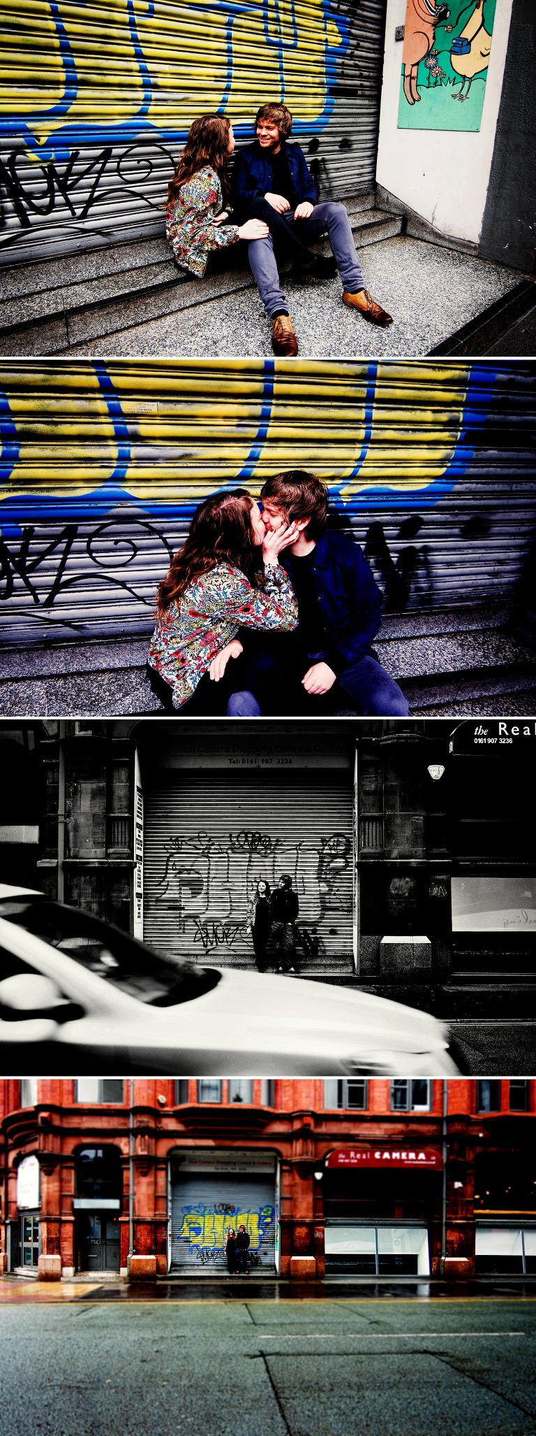 Pre-wedding shoot in northern quarter with graffiti