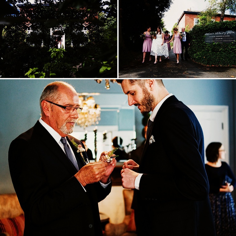 Groom and father of groom at Didsbury House Hotel in manchester