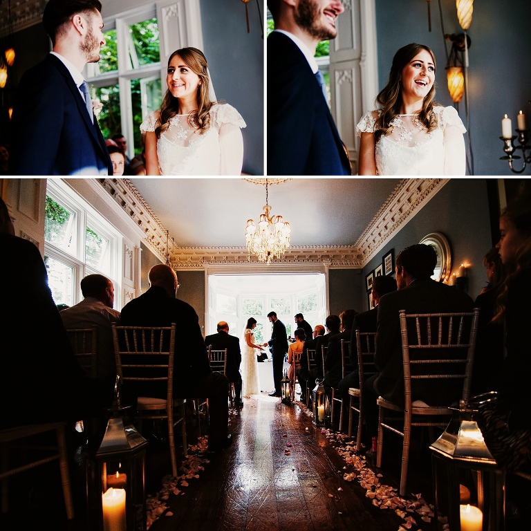 Bride in ceremony room in Didsbury House Hotel