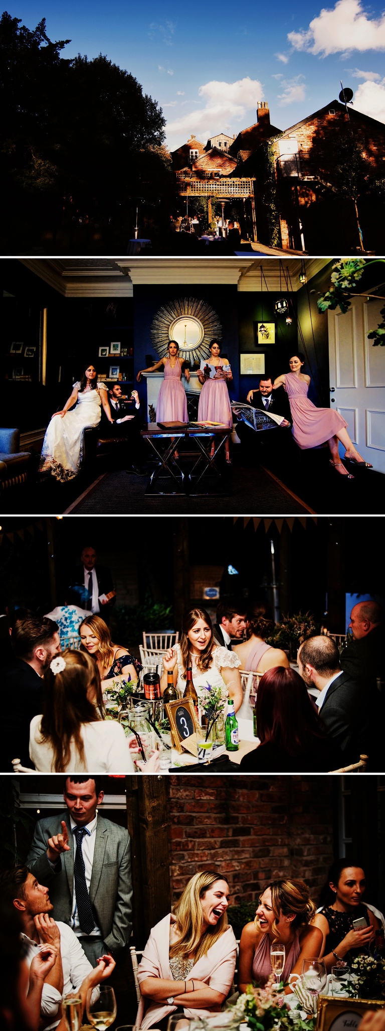Bride and groom with wedding party at Eleven Didsbury Park