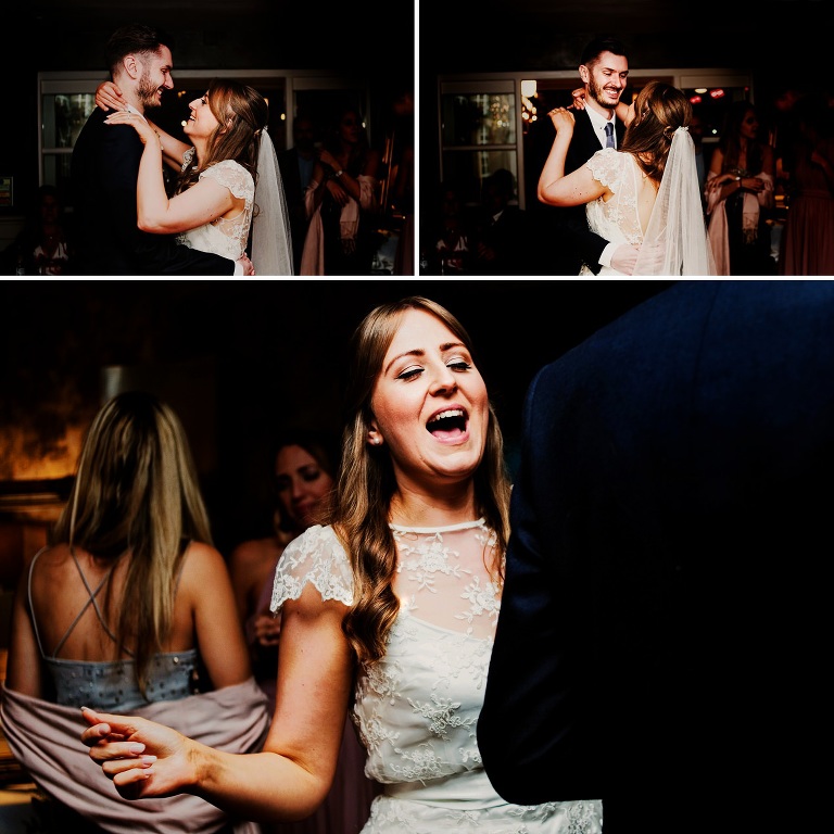 Bride dancing at a wedding garden party in Manchester