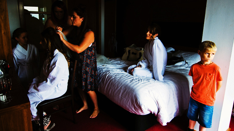 Bridal preparations for a city wedding at The Place Aparthotel in Manchester