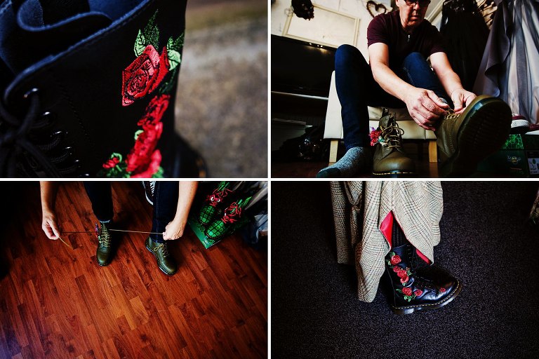 Doc martin boots at an alternative lancashire wedding