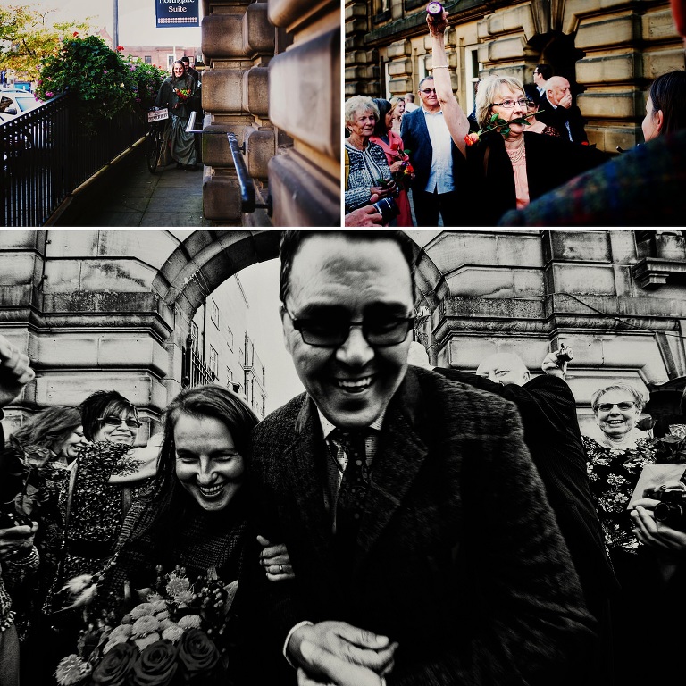 Ringing of the bells at an alternative tweed wedding in Lancashire