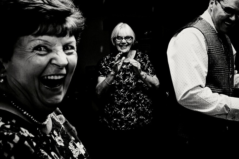 Wedding guests dancing