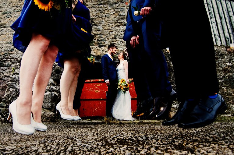 Bridal party photography at park house barn