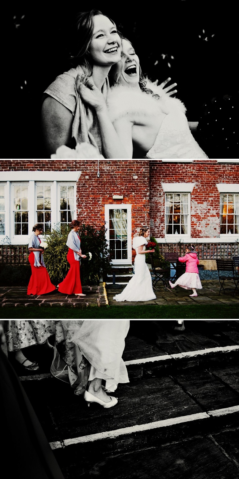 Singleton Lodge Wedding with bridesmaids dressed in red