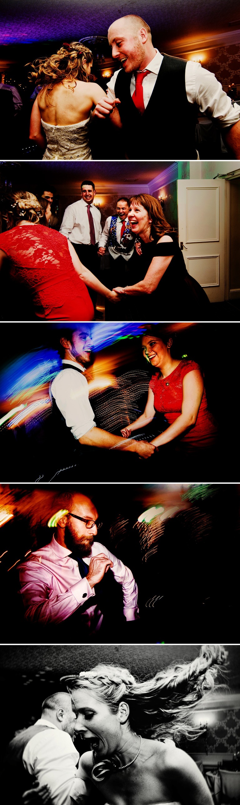 Festive Ceilidh wedding dancing at a singleton lodge reception