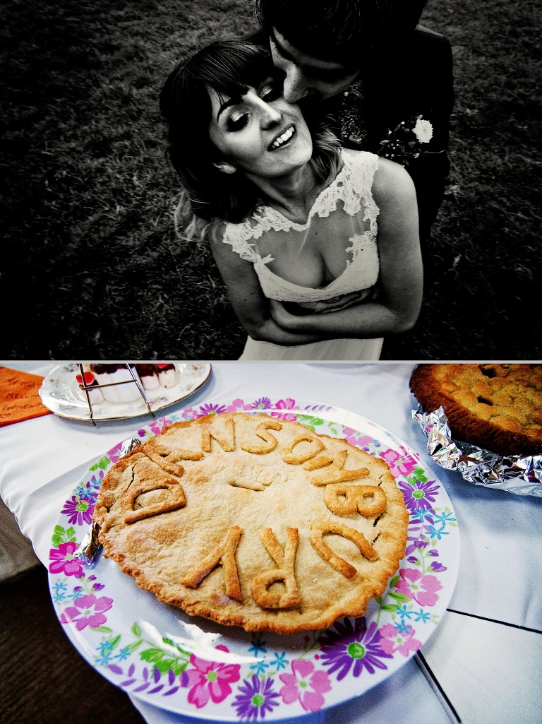 A homemade wedding pie for a festival wedding in Lancashire