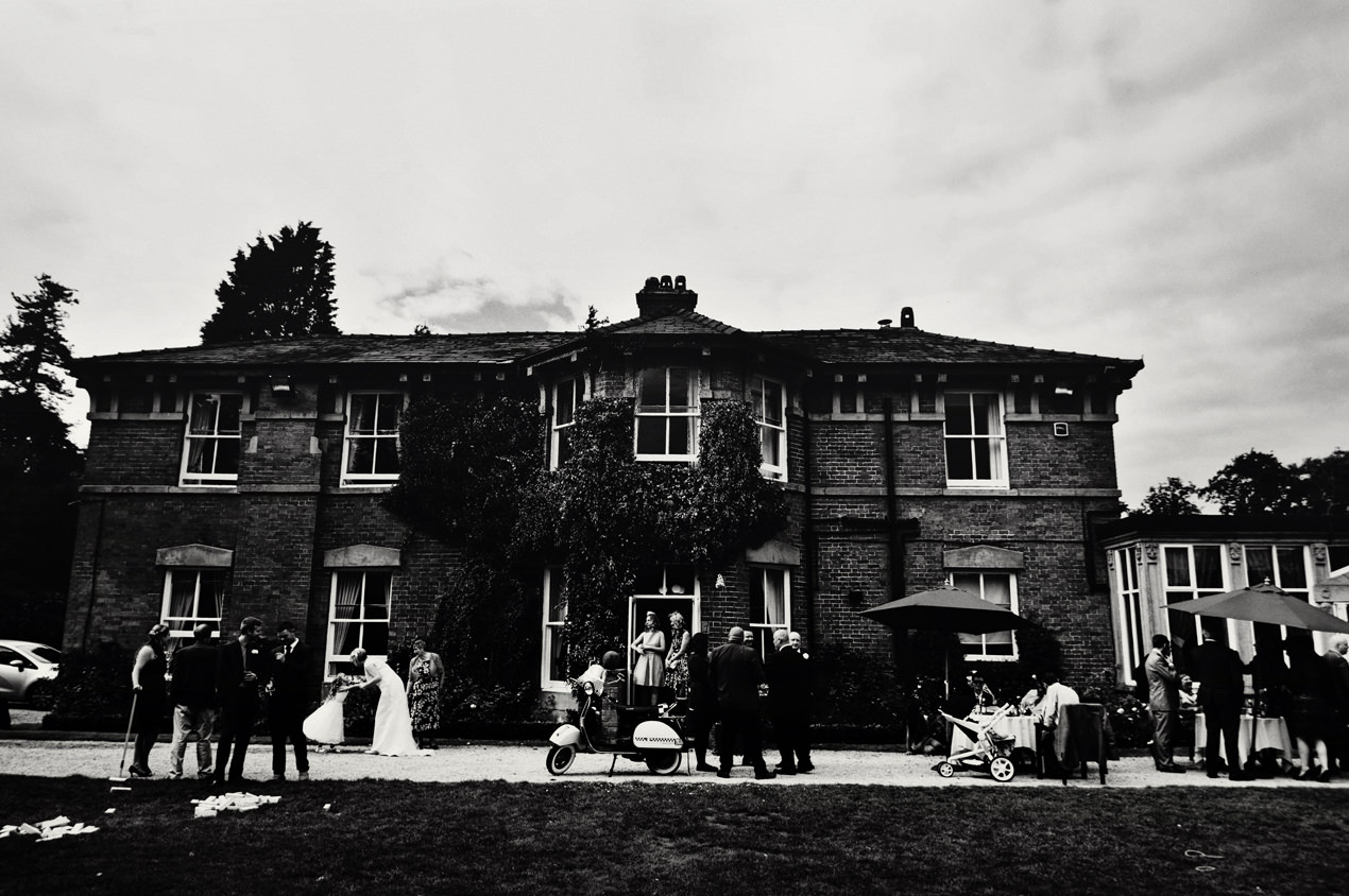 Bartle Hall wedding photography of outdoor wedding reception.