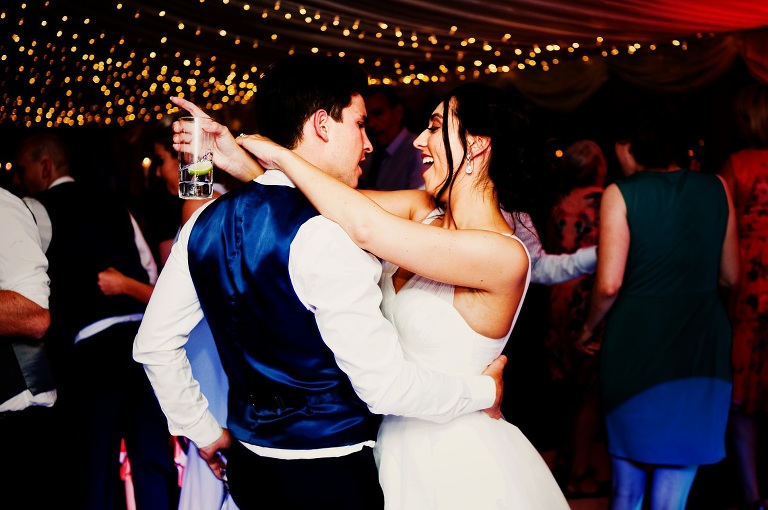 Bride and groom dancing in the marquee at The Inn at Whitewell