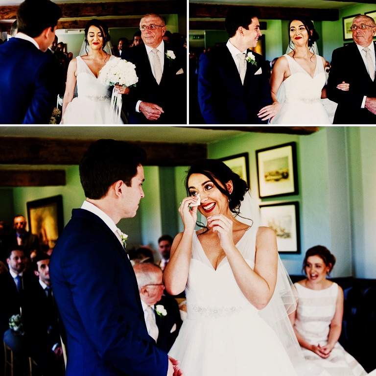Natural sunlight beams in through the ceremony room windows at the inn at whitewell