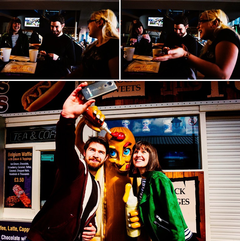 Selfie on Blackpool pier with the hot-dog man.