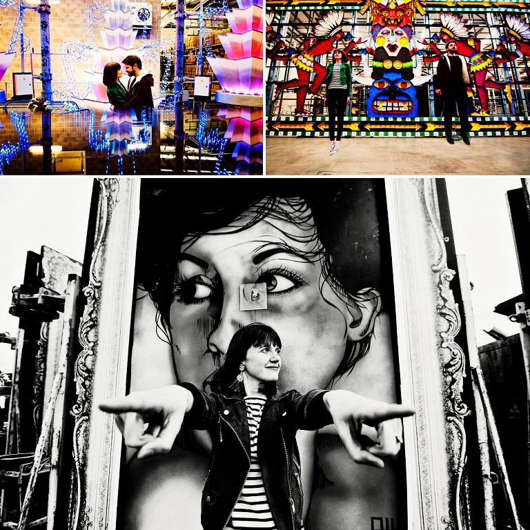 Couple shoot inside colourful Lightworks, home of the illuminations