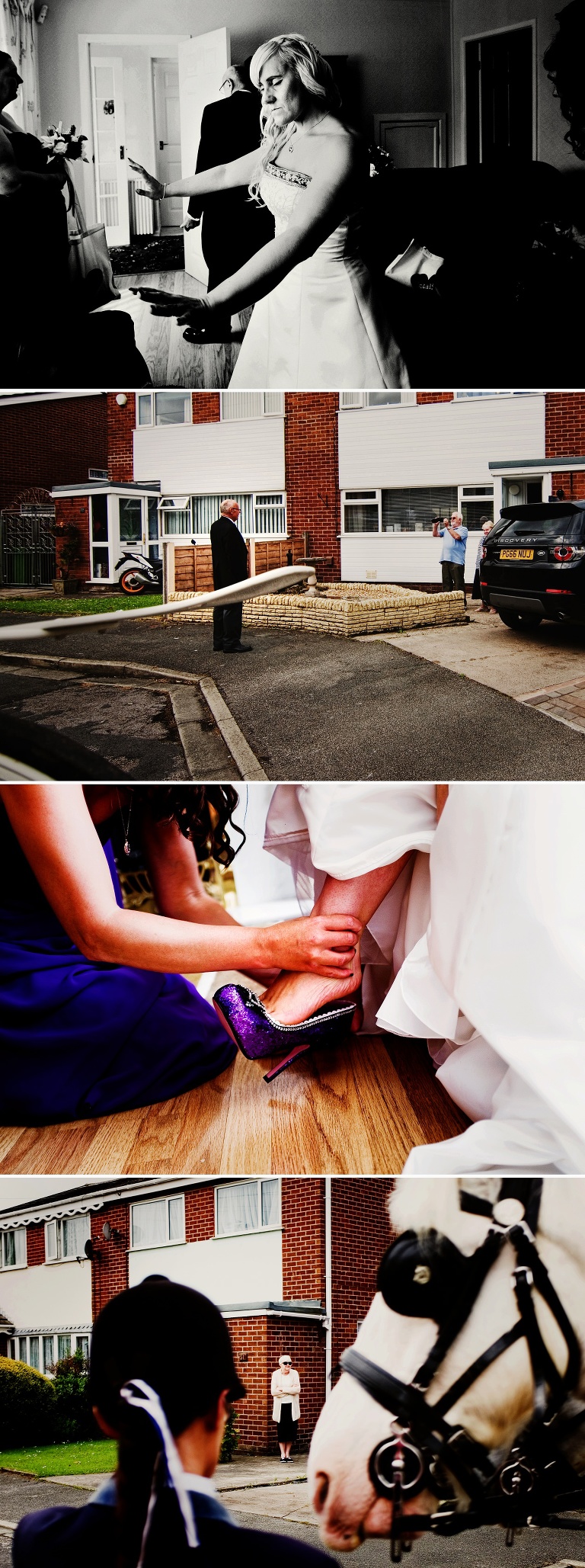 Alternative unconventional purple sparkly wedding shoes