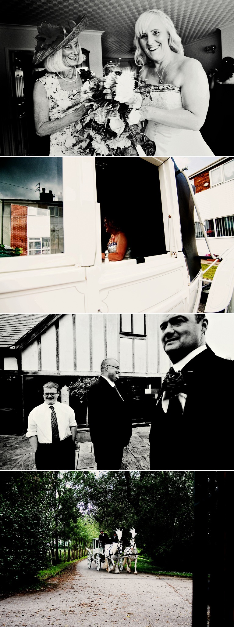 Groom with father and nephew and The Great Hall at Mains.