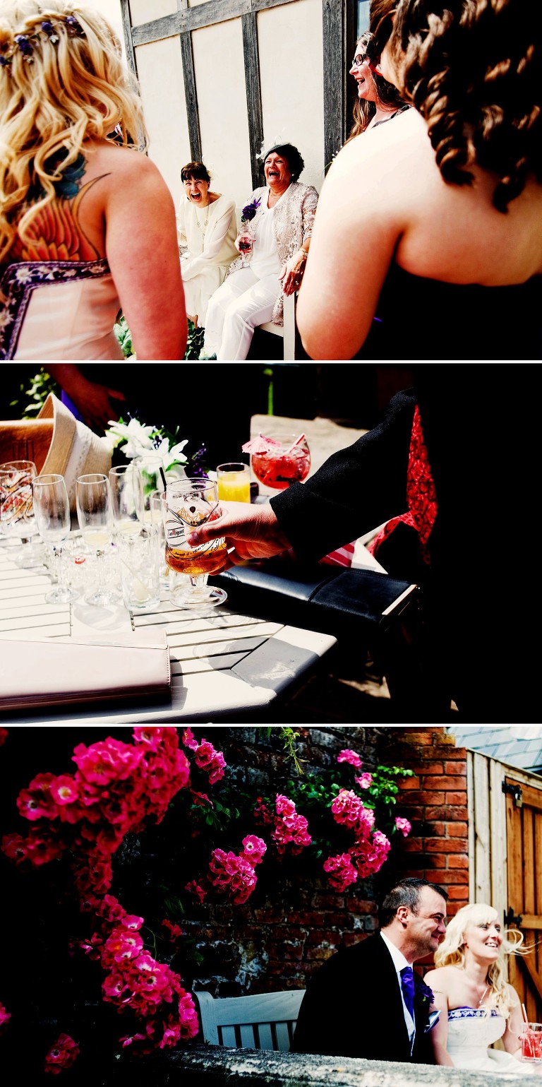Wonderful bright pink flowers at a Mains Hall wedding.