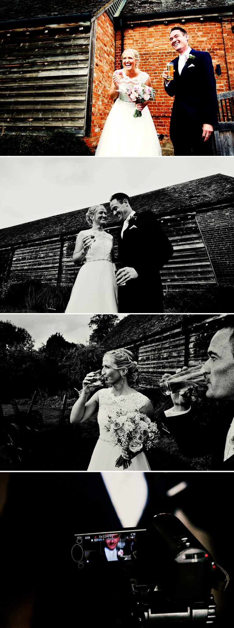 Black and white wedding portraits at bassmead manor barns in cambridgeshire