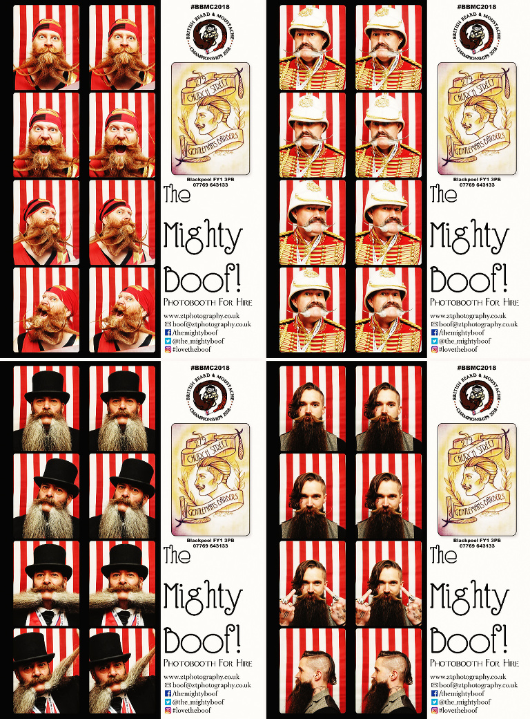 The Mighty Boof at the beard championships in Blackpool with Maxwell Newton