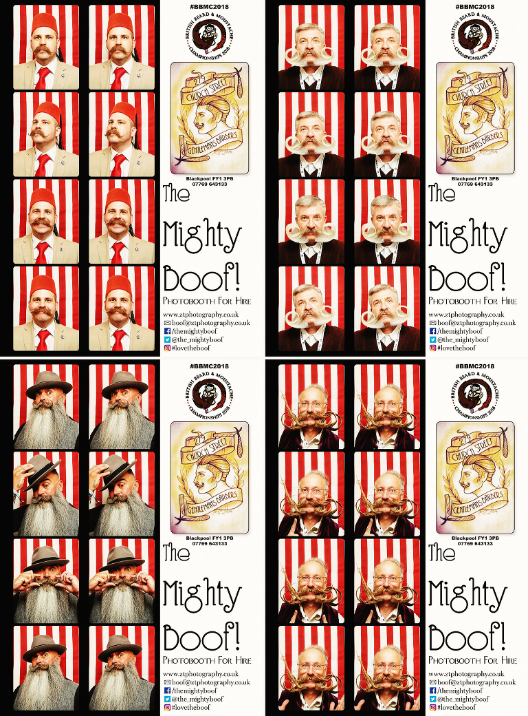 The Mighty Boof at the british beard and moustache competition in Blackpool with Jurgen Burkhardt and Lee Andrews.