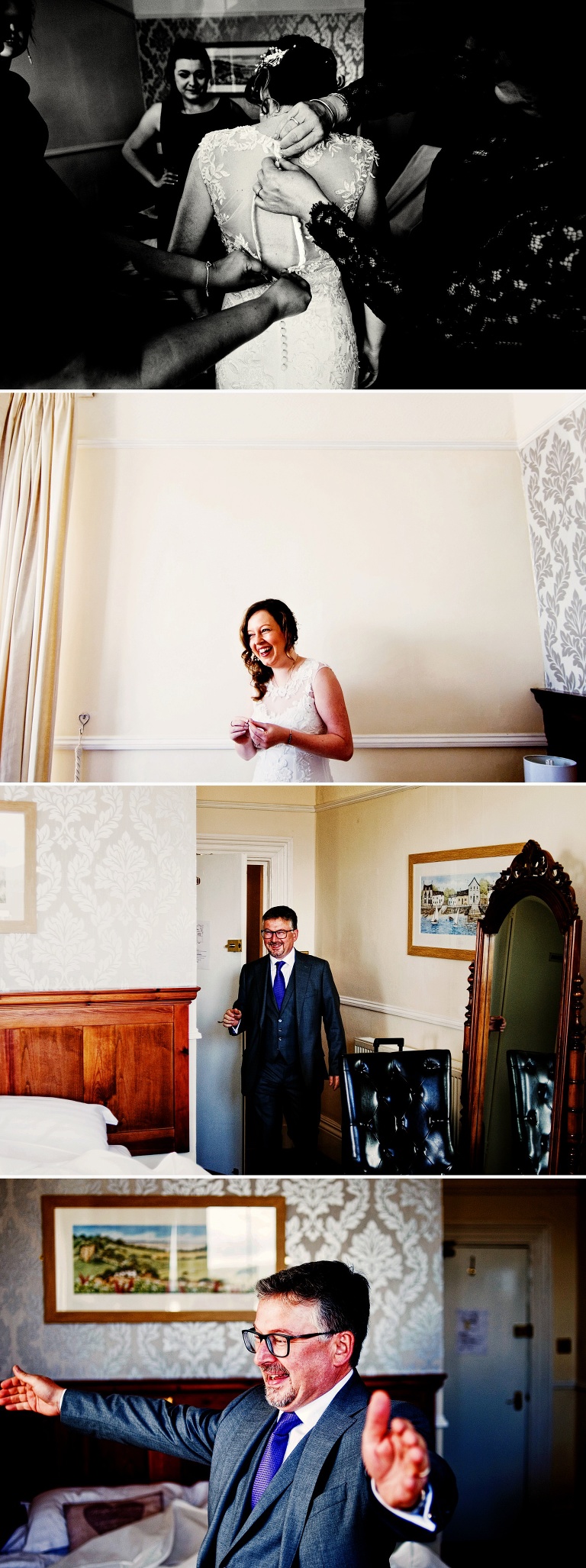 Bridal preparations at ye olde cock in arnside.