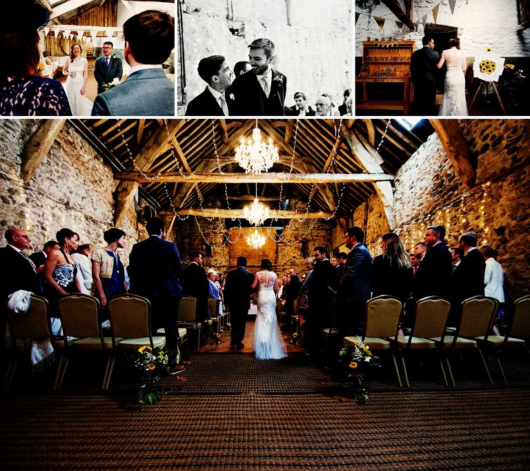 A relaxed rustic ceremony at working farm, park house barn