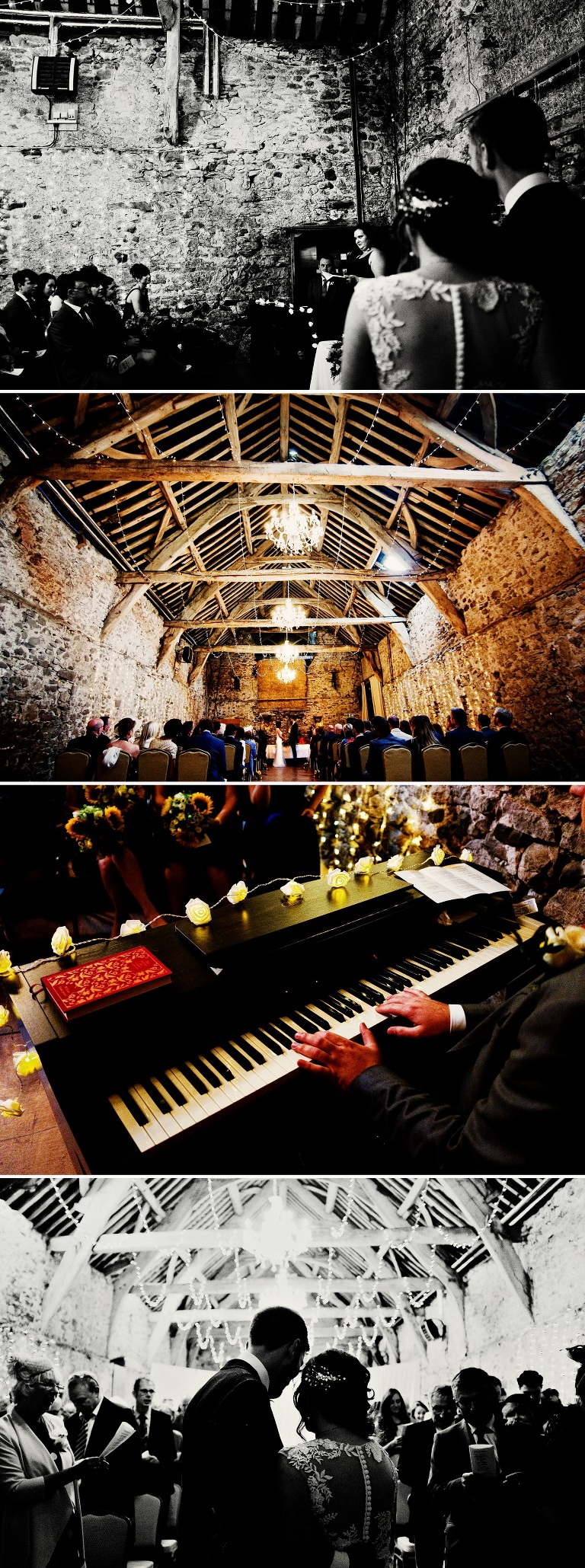 Wedding ceremony in the barn at park house in cumbria.