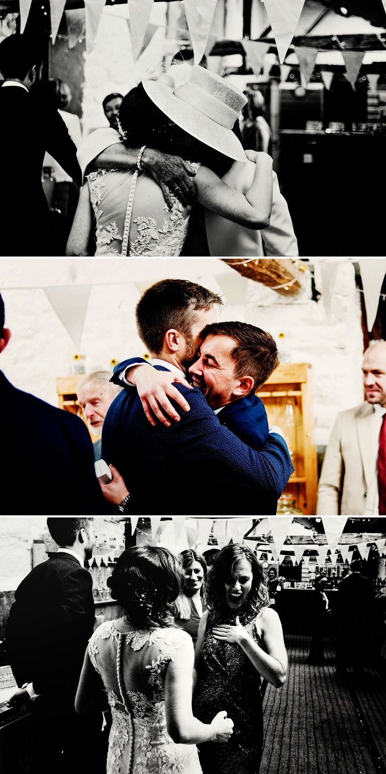 Friends and family at a relaxed summery wedding