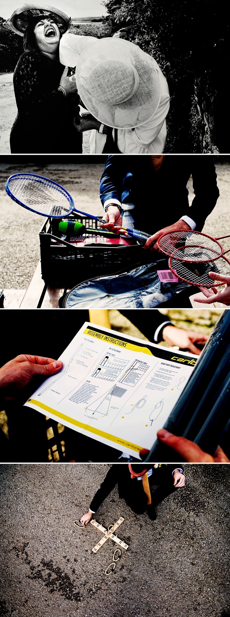 Outdoor games at a sunflower wedding in the lake district.