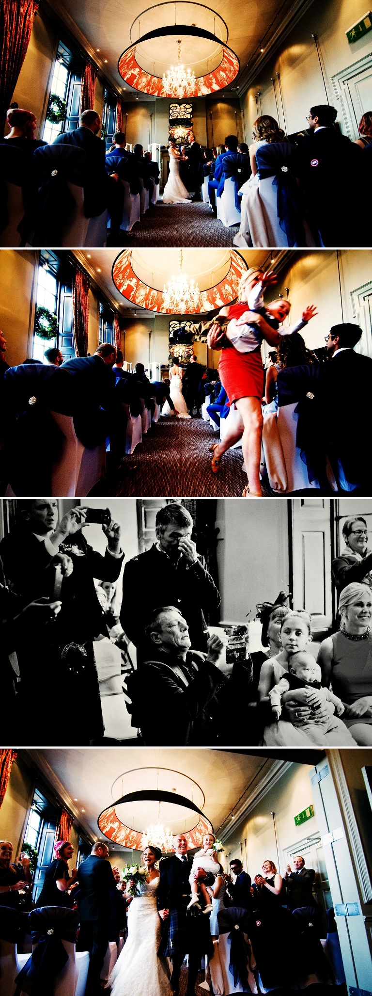 During the ceremony at a winter wedding.