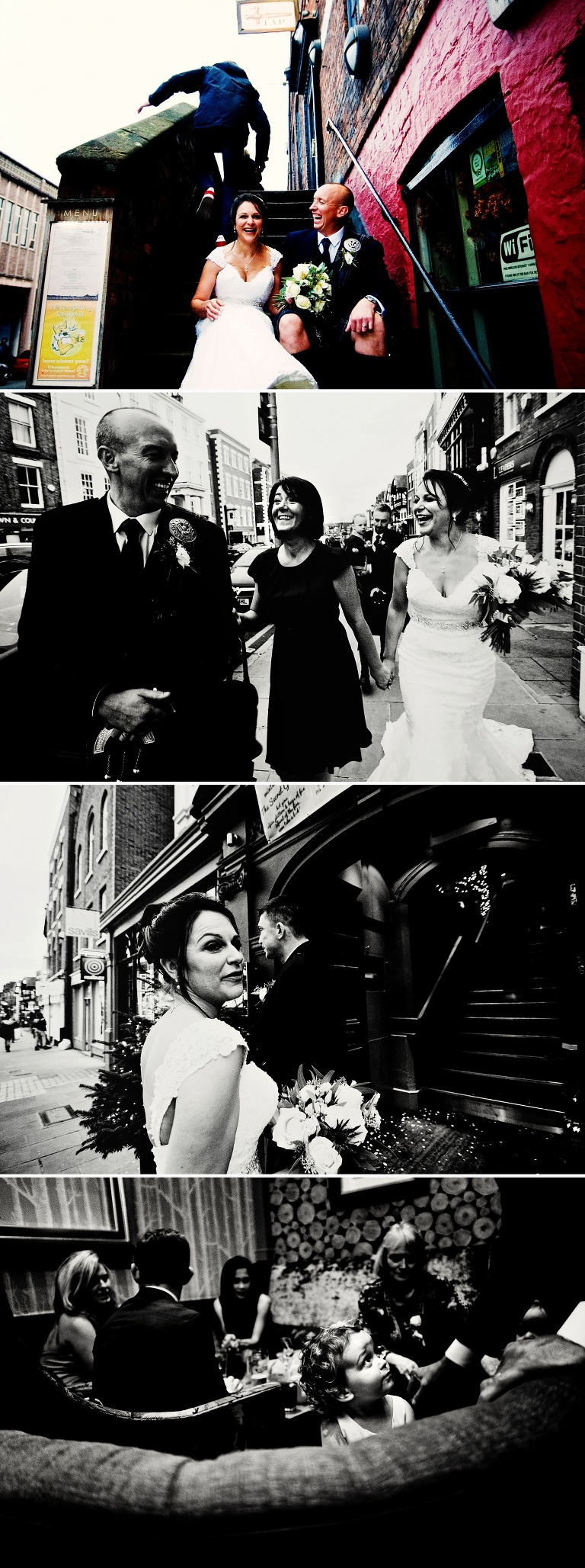 Black and white documentary wedding photography in Chester.