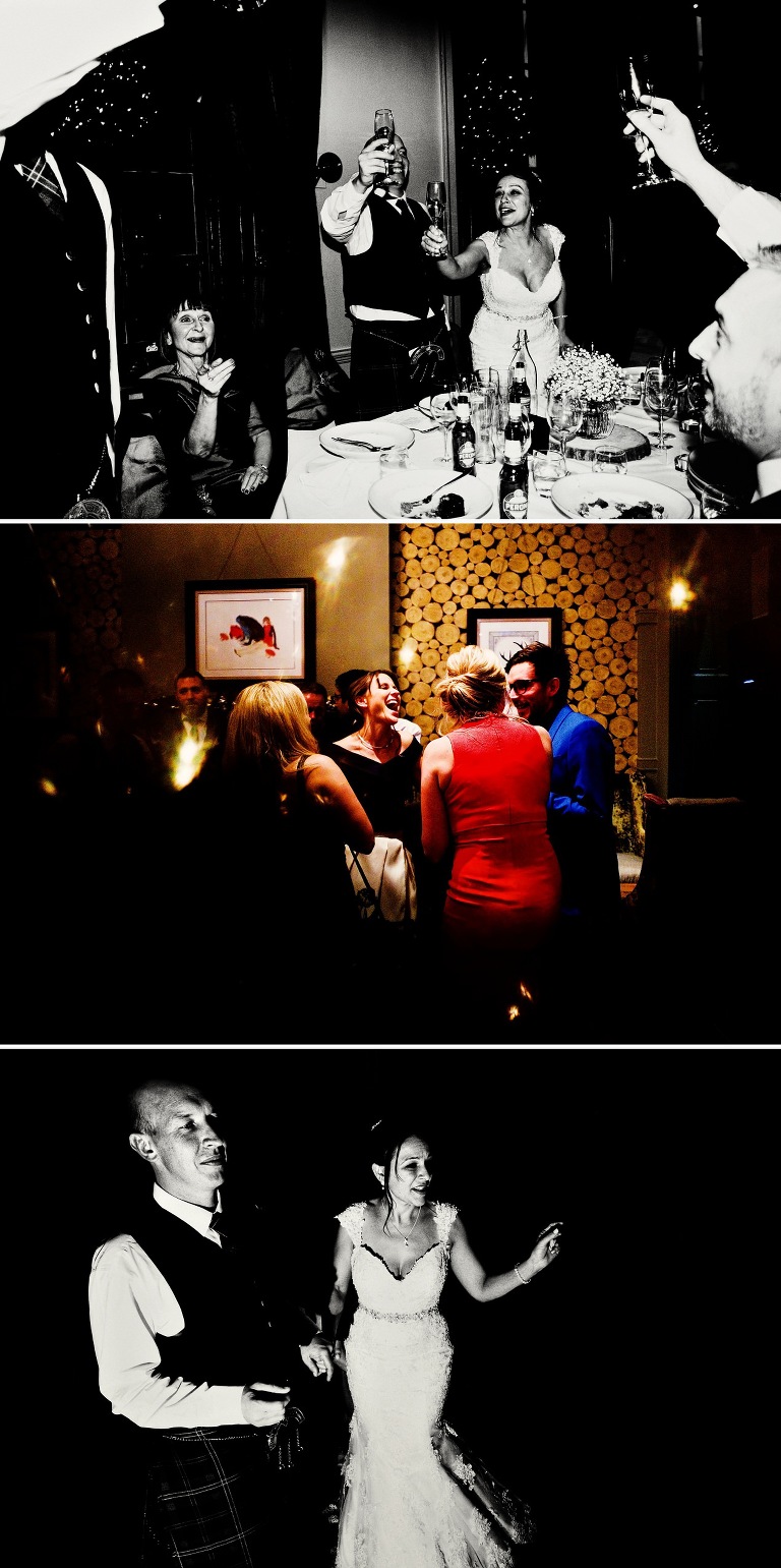 Winter wedding party at Oddfellows, Cheshire.