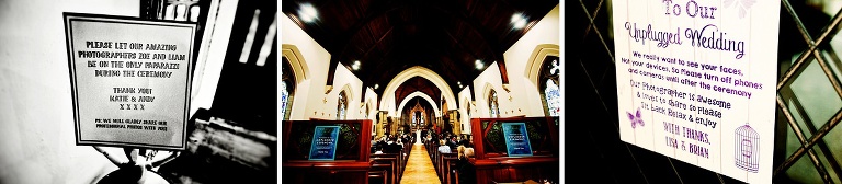 Unplugged ceremony wedding  signs at venues and churches.