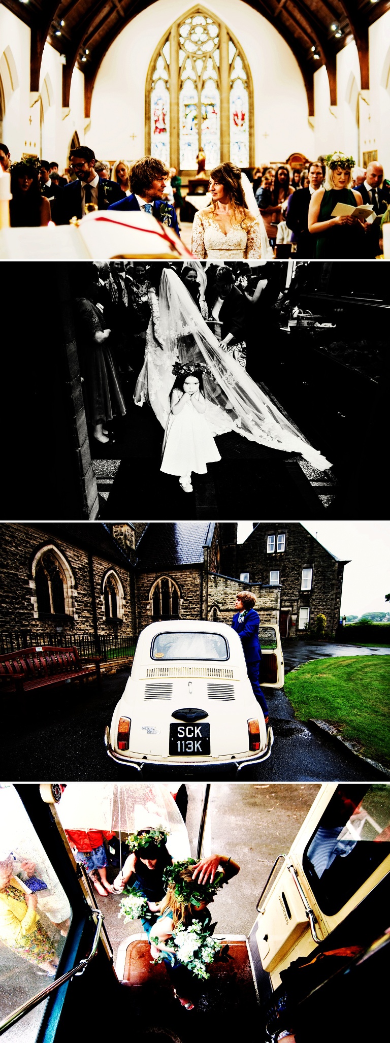 Wedding guests getting on the prosecco bus.