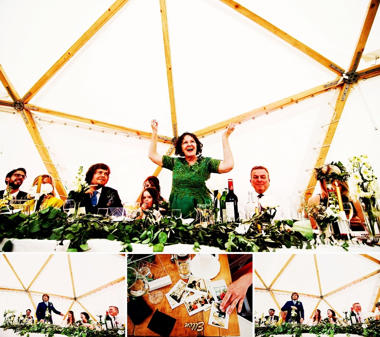 Speeches at an outdoor wedding.