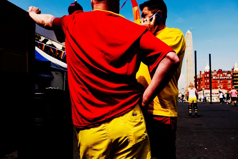 Red and yellow on Blackpool seafront.