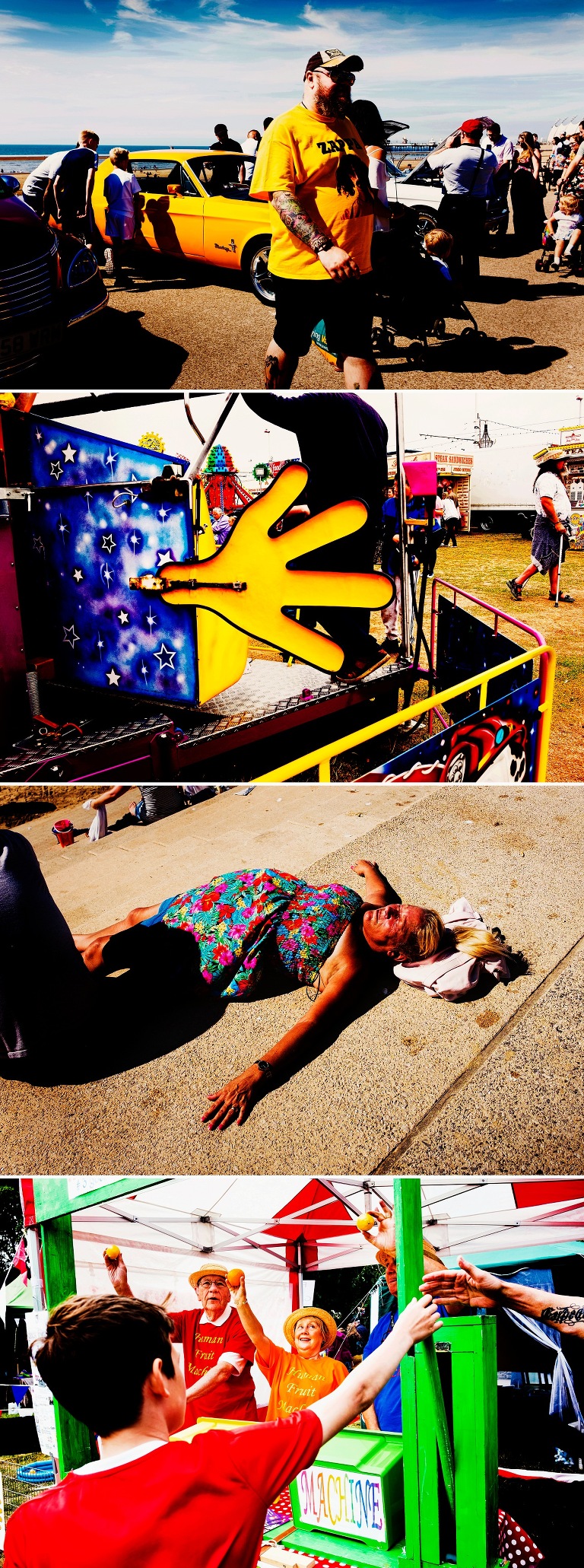Human fruit machine in Blackpool, Lancashire.