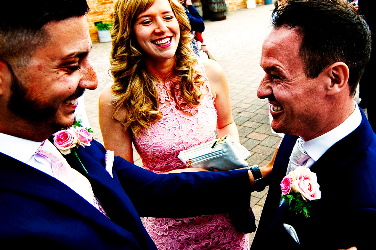 Groom and freinds at Bassmead Manor Barn.