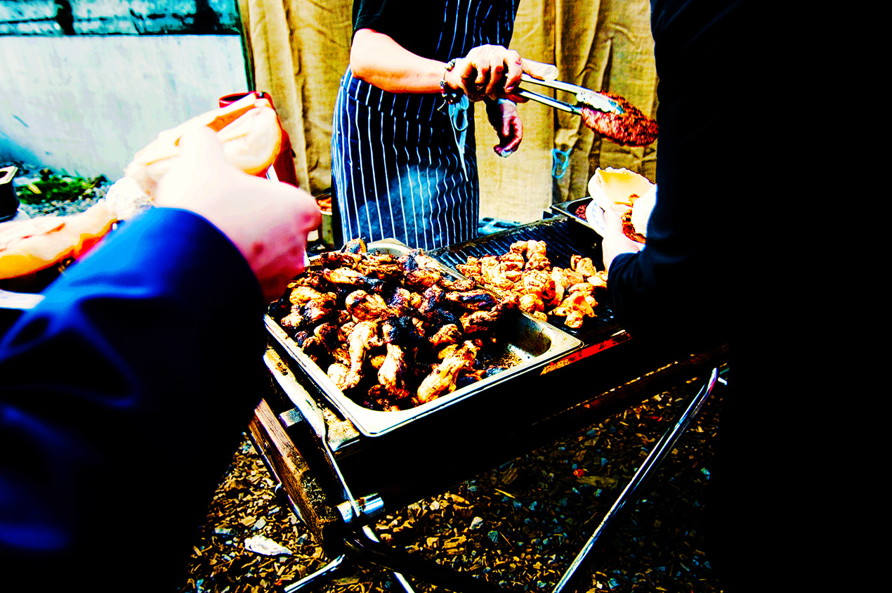 Wedding bbq food at whitebottom farm.