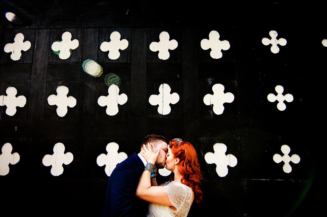 Super cool bride and groom portrait by Samlesbury Hall wedding photographer.