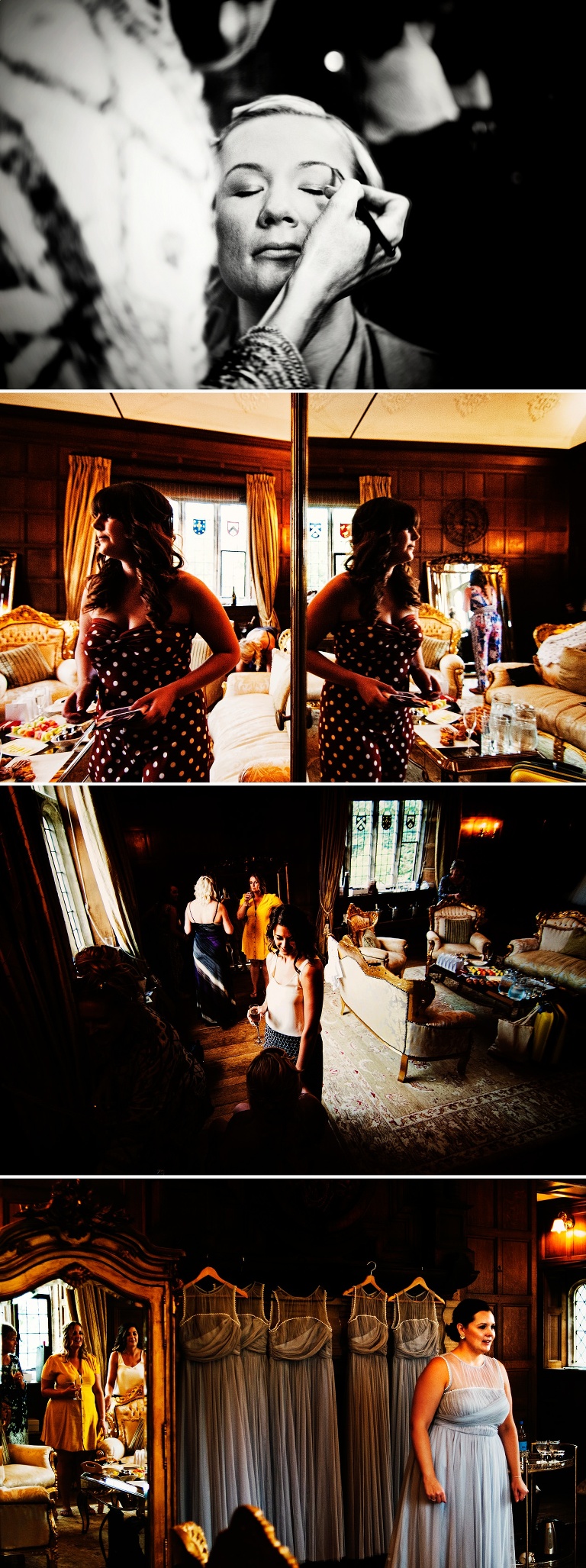 Bride in the bridal suite at hengrave hall.