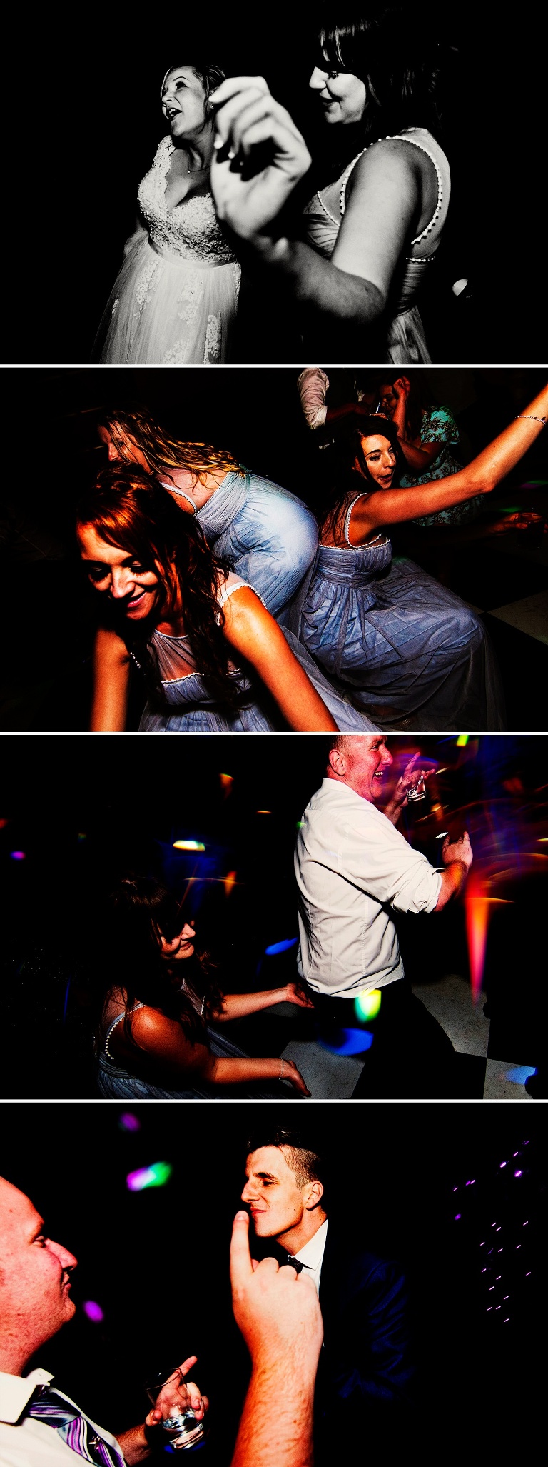 Bride with bridesmaid dancing