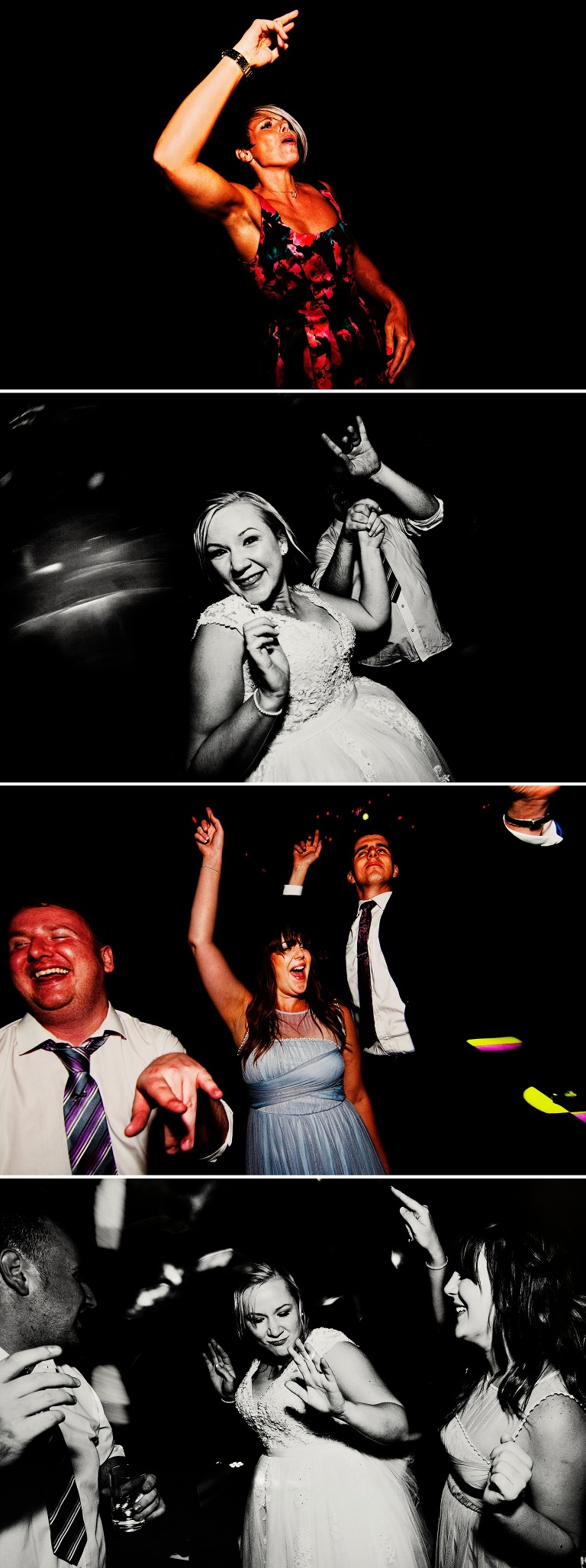 Bride and friend dancing.