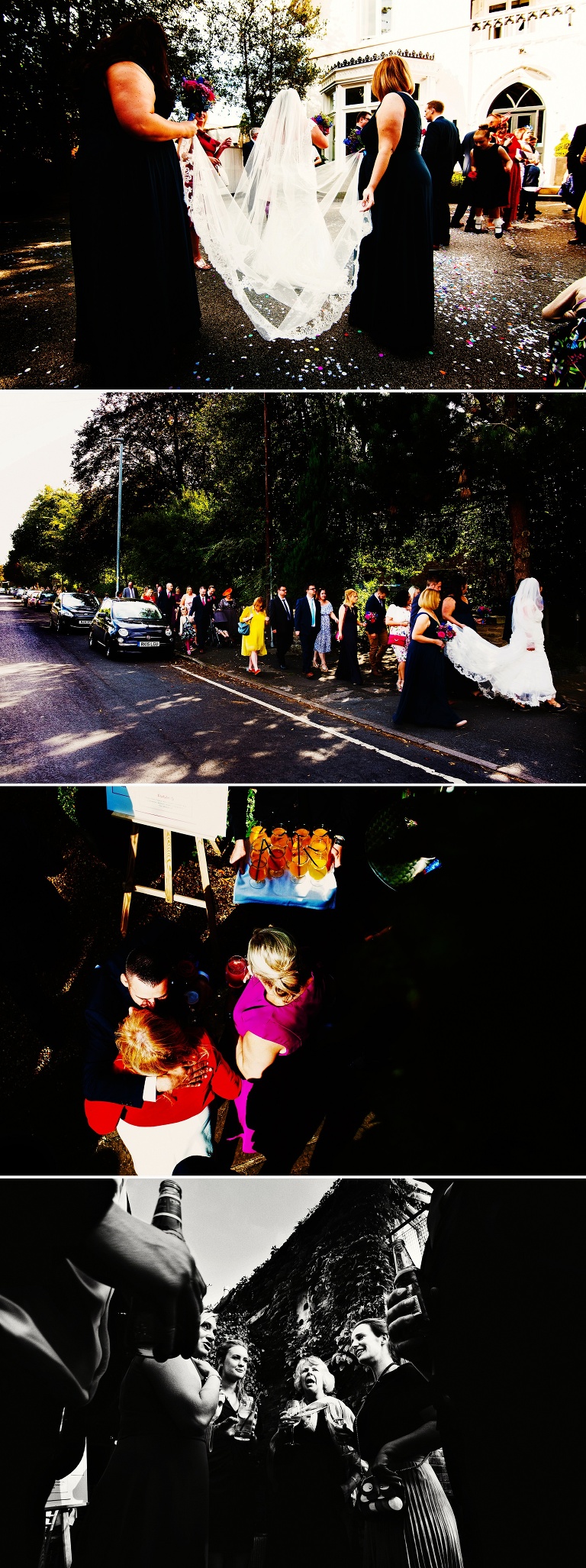 Fun fizzy townhouse Wedding procession in didsbury village