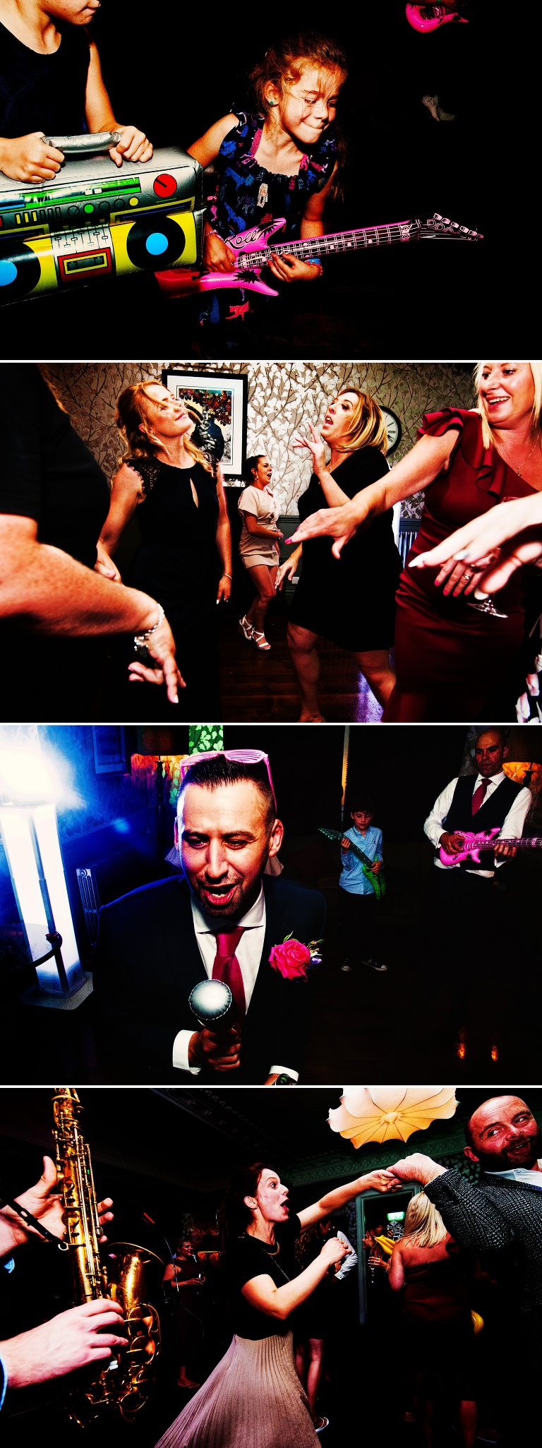 Saxpohonist at Jonny Ross music and dancing at a fun fizzy townhouse wedding in Didsbury.