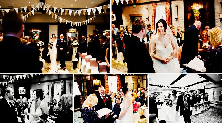 Wedding ceremony at yorkshire wedding venue holdsworth house.