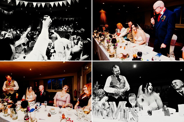 Toast to the bride and groom at Holdsworth House in Yorkshire.