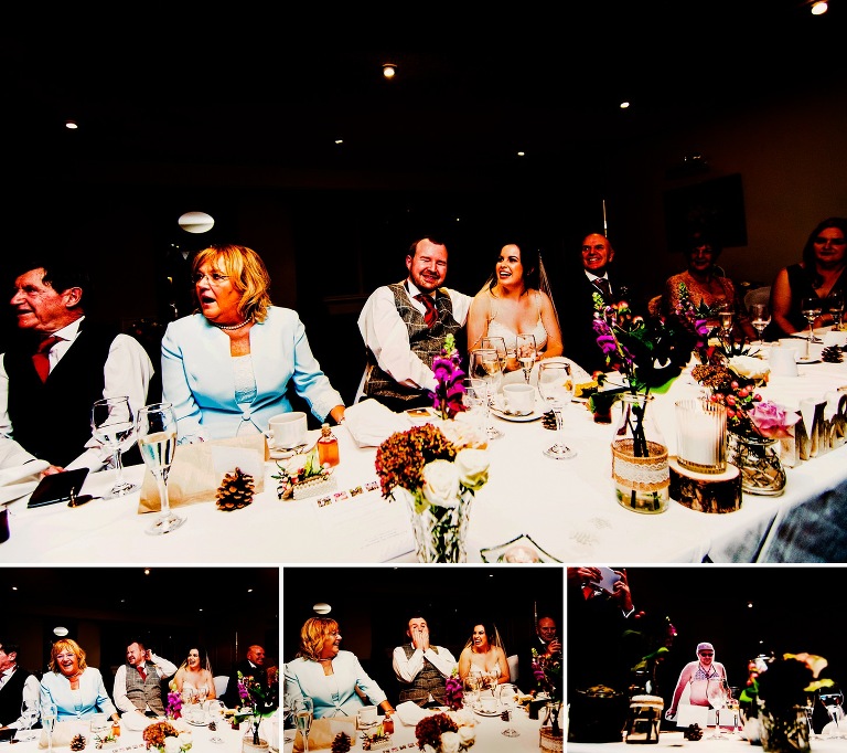 Wedding speeches at Holdsworth House near Halifax.