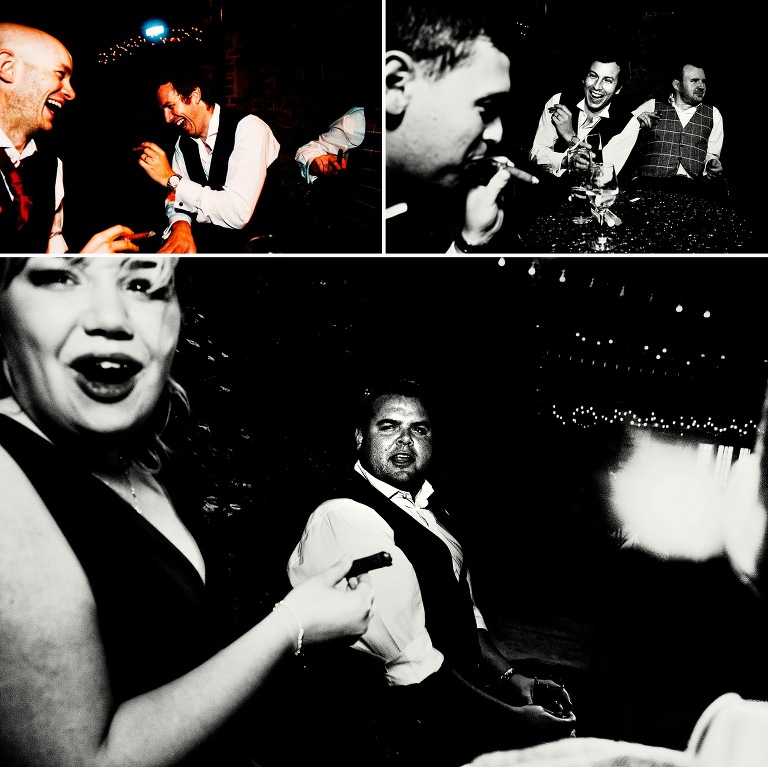 Smoking cigars in the courtyard at Holdsworth House.