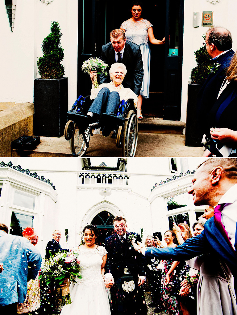 Colourful confetti throwing in Didsbury.